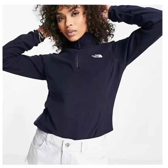 The North Face Women's Pullover TKA 100 Glacier 1/4 Zip Fleece Top Black ALJ0 - Picture 1 of 6